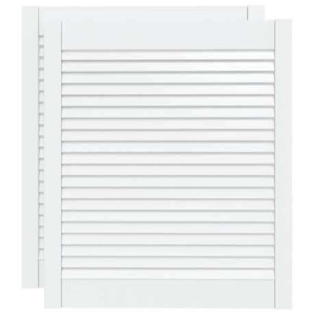 vidaXL Kastdeuren met lamellen 2 st 69x59,4 cm massief grenenhout wit afbeelding2 - 1