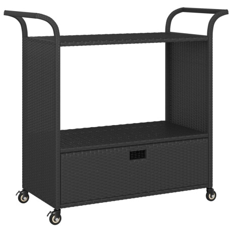 vidaXL Serveerwagen met lade 100x45x97 cm poly rattan zwart afbeelding2 - 1
