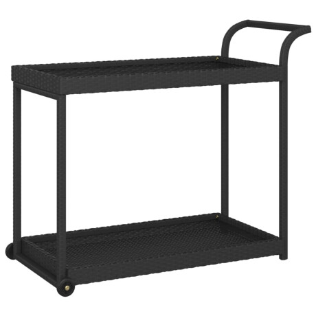 vidaXL Serveerwagen 100x45x83 cm poly rattan zwart afbeelding2 - 1
