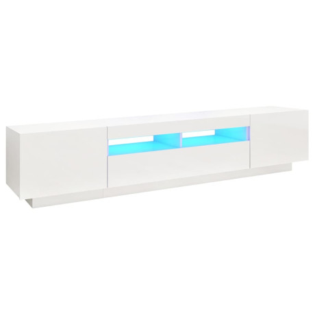 vidaXL Tv-meubel met LED-verlichting 200x35x40 cm hoogglans wit afbeelding2 - 1