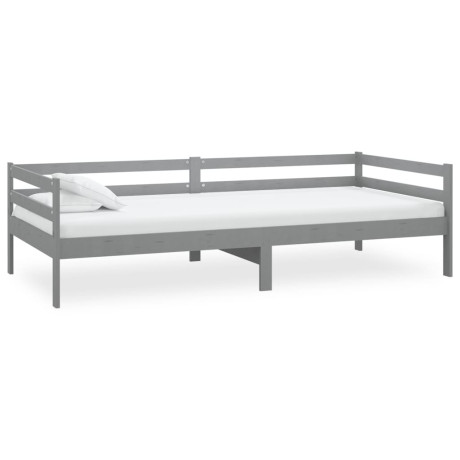 vidaXL Slaapbank massief grenenhout grijs 90x200 cm afbeelding2 - 1