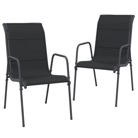 vidaXL Tuinstoelen 2 st staal en textileen zwart afbeelding2 - 1