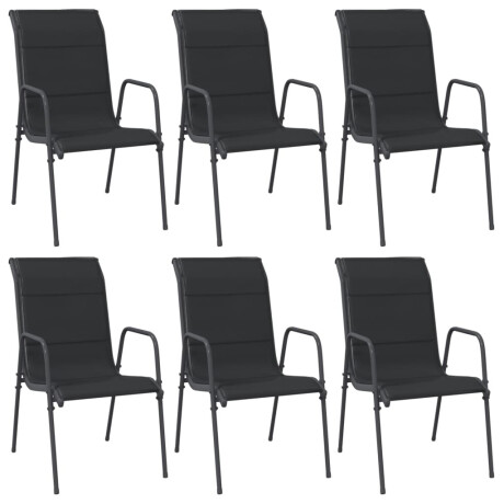 vidaXL Tuinstoelen 6 st staal en textileen zwart afbeelding2 - 1