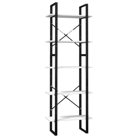 vidaXL Boekenkast met 5 schappen 60x30x175 cm massief grenenhout wit afbeelding2 - 1