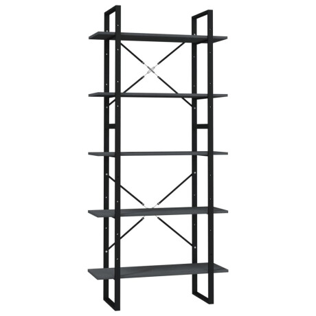 vidaXL Boekenkast met 5 schappen 80x30x175 cm grenenhout grijs afbeelding2 - 1