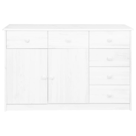 vidaXL Dressoir met 6 lades 113x35x73 cm massief grenenhout wit afbeelding2 - 1