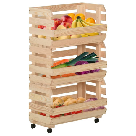 vidaXL Groentetrolley 37x30x80 cm massief grenenhout afbeelding2 - 1