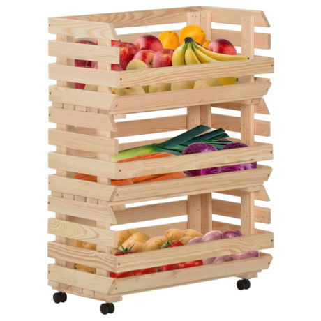 vidaXL Groentetrolley 57x30x80 cm massief grenenhout afbeelding2 - 1