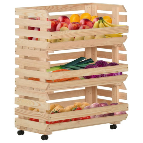 vidaXL Groentetrolley 77x30x80 cm massief grenenhout afbeelding2 - 1