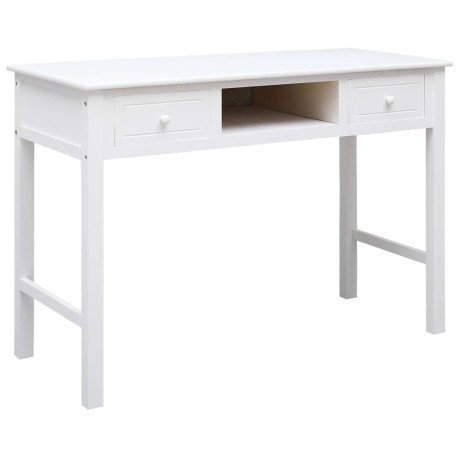 vidaXL Bureau 108x45x76 cm massief paulowniahout wit afbeelding2 - 1