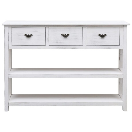 vidaXL Dressoir 108x30x76 cm massief paulowniahout antiekwit afbeelding2 - 1
