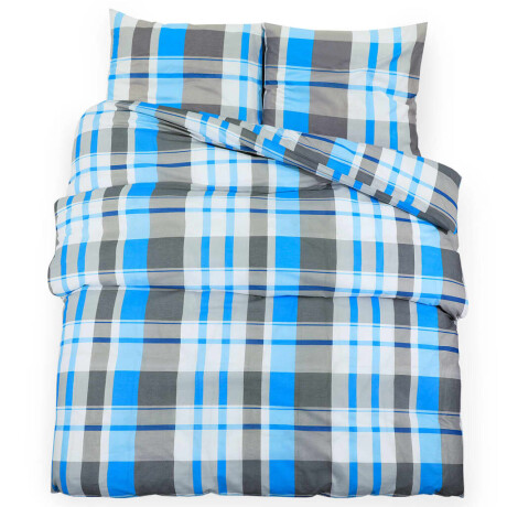 vidaXL Dekbedovertrekset 225x220 cm katoen blauw en grijs afbeelding2 - 1