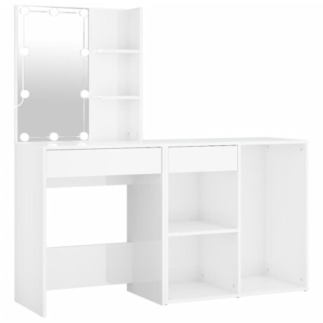 vidaXL Kaptafel met kastje en LED's bewerkt hout hoogglans wit afbeelding2 - 1