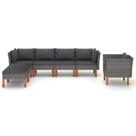 vidaXL 7-delige Loungeset poly rattan en eucalyptushout grijs afbeelding2 - 1