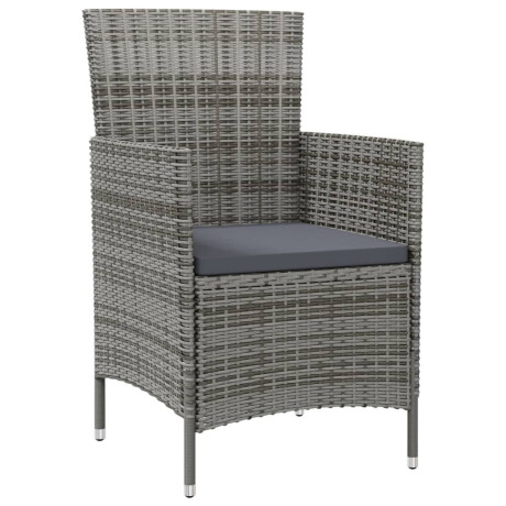 vidaXL Tuinstoelen 2 st met kussens poly rattan grijs afbeelding2 - 1