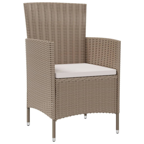 vidaXL Tuinstoelen 2 st met kussens poly rattan beige afbeelding2 - 1