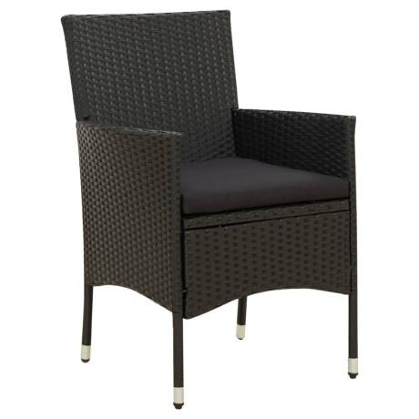 vidaXL Tuinstoelen 4 st met kussens poly rattan zwart afbeelding2 - 1