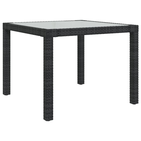 vidaXL Tuintafel 90x90x75 cm gehard glas en poly rattan zwart afbeelding2 - 1