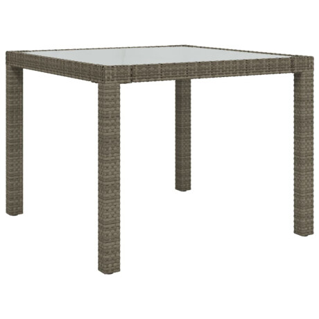 vidaXL Tuintafel 90x90x75 cm gehard glas en poly rattan grijs afbeelding2 - 1