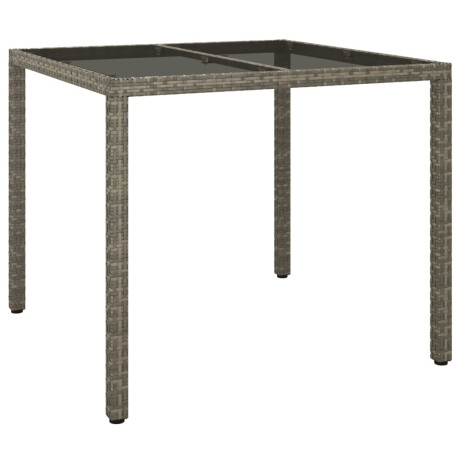vidaXL Tuintafel 90x90x75 cm gehard glas en poly rattan grijs afbeelding2 - 1