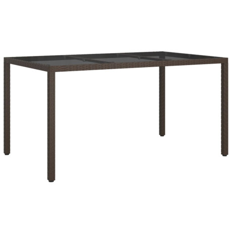 vidaXL Tuintafel 150x90x75 cm gehard glas en poly rattan bruin afbeelding2 - 1