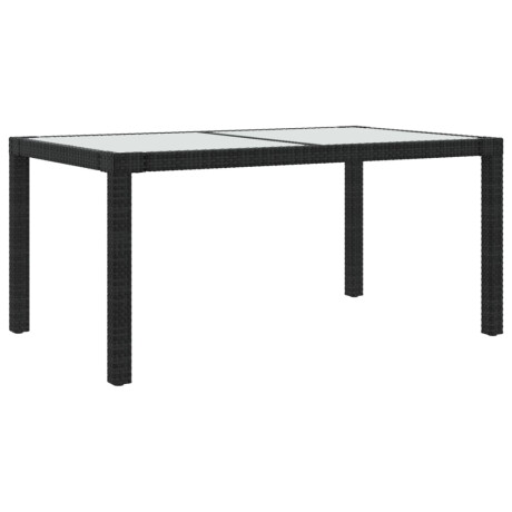 vidaXL Tuintafel 150x90x75 cm gehard glas en poly rattan zwart afbeelding2 - 1