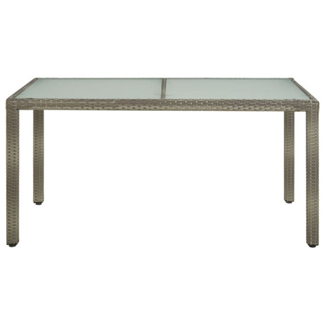 vidaXL Tuintafel 150x90x75 cm gehard glas en poly rattan grijs afbeelding2 - 1