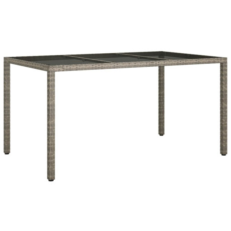 vidaXL Tuintafel 150x90x75 cm gehard glas en poly rattan grijs afbeelding2 - 1