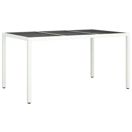 vidaXL Tuintafel 150x90x75 cm gehard glas en poly rattan wit afbeelding2 - 1