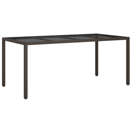 vidaXL Tuintafel 190x90x75 cm gehard glas en poly rattan bruin afbeelding2 - 1