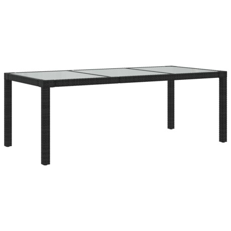 vidaXL Tuintafel 190x90x75 cm gehard glas en poly rattan black afbeelding2 - 1