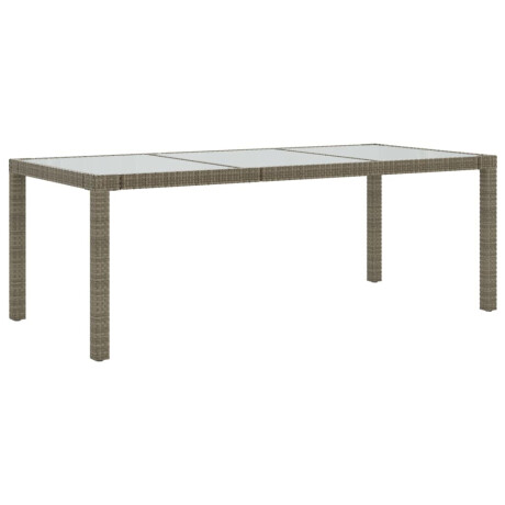 vidaXL Tuintafel 190x90x75 cm gehard glas en poly rattan grijs afbeelding2 - 1