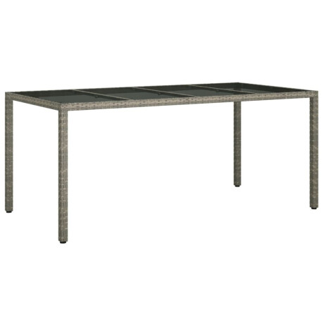 vidaXL Tuintafel 190x90x75 cm gehard glas en poly rattan grijs afbeelding2 - 1