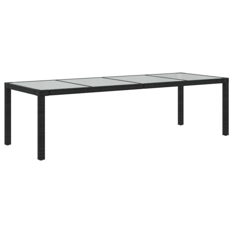 vidaXL Tuintafel 250x100x75 cm gehard glas en poly rattan zwart afbeelding2 - 1