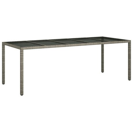 vidaXL Tuintafel 250x100x75 cm gehard glas en poly rattan grijs afbeelding2 - 1