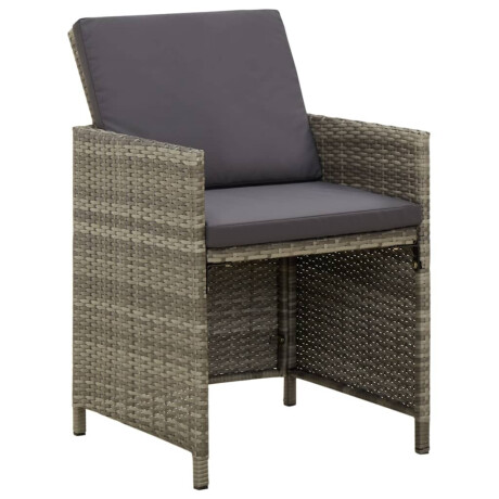 vidaXL Tuinstoelen 4 st met kussens poly rattan grijs afbeelding2 - 1