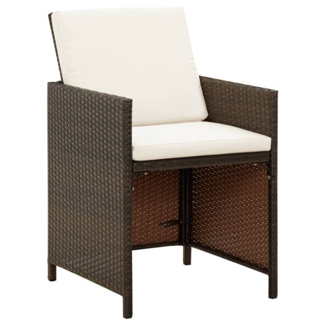 vidaXL Tuinstoelen 4 st met kussens poly rattan bruin afbeelding2 - 1