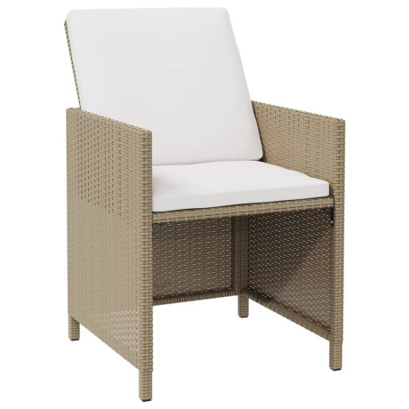 vidaXL Tuinstoelen 2 st met voetenbanken poly rattan beige afbeelding2 - 1