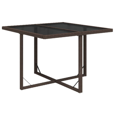 vidaXL Tuintafel 109x107x74 cm poly rattan en glas bruin afbeelding2 - 1