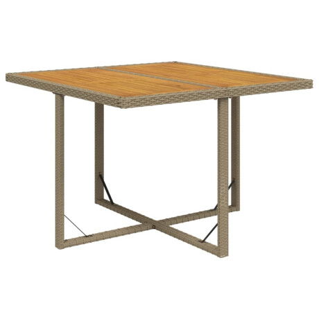vidaXL Tuintafel 109x107x74 cm poly rattan en massief acaciahout beige afbeelding2 - 1