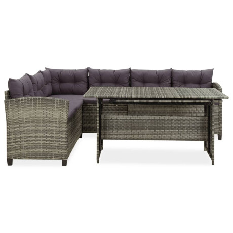 vidaXL 2-delige Loungeset met kussens poly rattan grijs afbeelding2 - 1