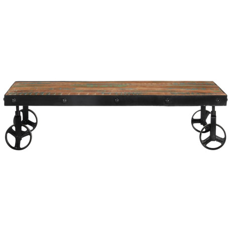 vidaXL Salontafel met wielen 100x60x26 cm massief gerecycled hout afbeelding2 - 1