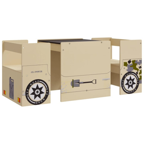 vidaXL 3-delige Kindertafel- en stoelenset off-road-auto-ontwerp MDF afbeelding2 - 1