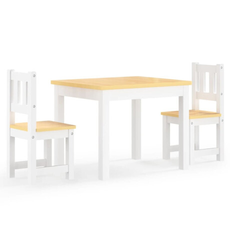 vidaXL 3-delige Kindertafel- en stoelenset MDF wit en grijs afbeelding2 - 1