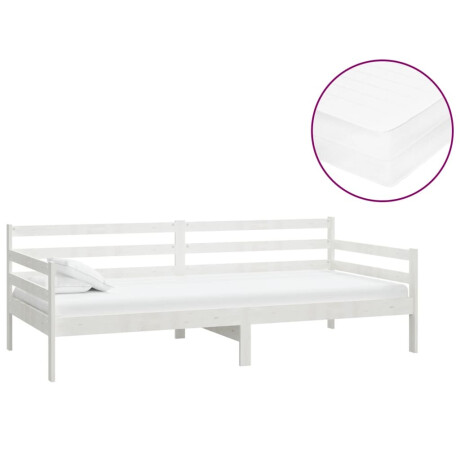 vidaXL Slaapbank met matras massief grenenhout wit 90x200 cm afbeelding2 - 1