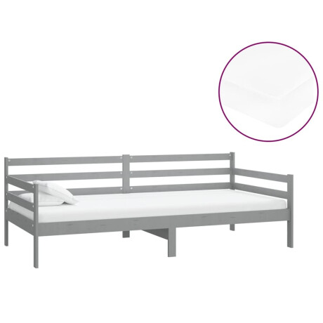 vidaXL Slaapbank met matras massief grenenhout grijs 90x200 cm afbeelding2 - 1