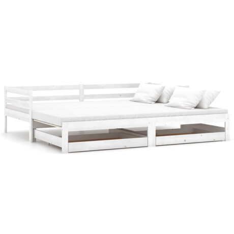 vidaXL Slaapbank uitschuifbaar massief grenenhout wit 2x(90x200) cm afbeelding2 - 1