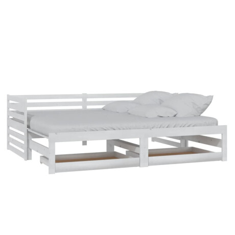 vidaXL Slaapbank uitschuifbaar massief grenenhout wit 2x(90x200) cm afbeelding2 - 1