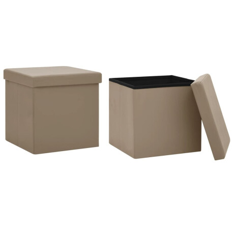 vidaXL Opbergkrukken inklapbaar 2 st PVC cappuccinokleurig afbeelding2 - 1