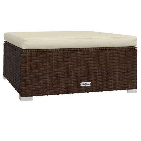 vidaXL Voetensteun met kussen 70x70x30 cm poly rattan bruin afbeelding2 - 1